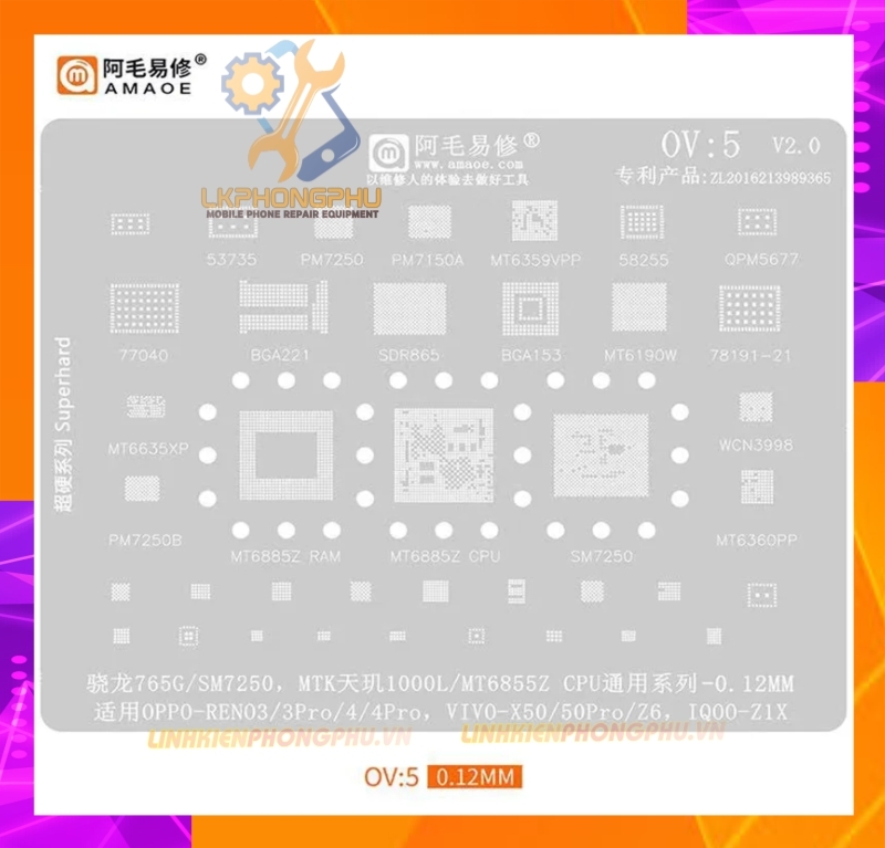 Vỉ làm chân IC Amaoe OPPO/VIVO: OV1 - OV8 : OP1 - OP2