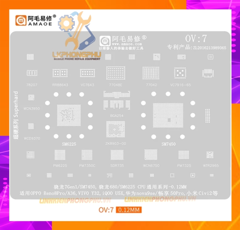 Vỉ làm chân IC Amaoe OPPO/VIVO: OV1 - OV8 : OP1 - OP2