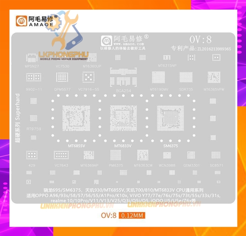 Vỉ làm chân IC Amaoe OPPO/VIVO: OV1 - OV8 : OP1 - OP2