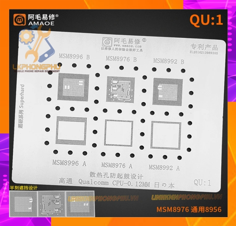 Vỉ làm chân IC Amaoe Xiaomi Huawei Oppo Vivo MTK Qualcomm QU:1 -> QU:8