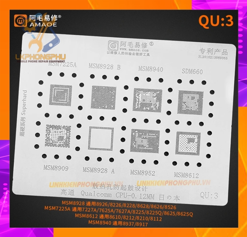 Vỉ làm chân IC Amaoe Xiaomi Huawei Oppo Vivo MTK Qualcomm QU:1 -> QU:8