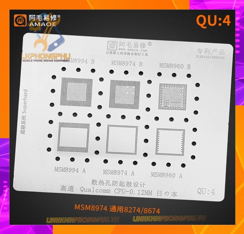 Vỉ làm chân IC Amaoe Xiaomi Huawei Oppo Vivo MTK Qualcomm QU:1 -> QU:8