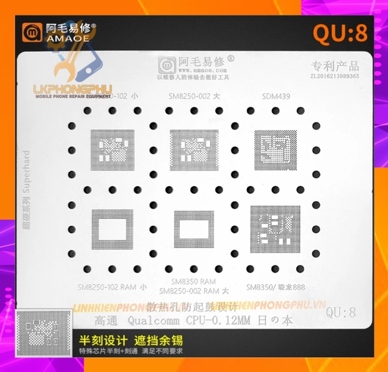 Vỉ làm chân IC Amaoe Xiaomi Huawei Oppo Vivo MTK Qualcomm QU:1 -> QU:8