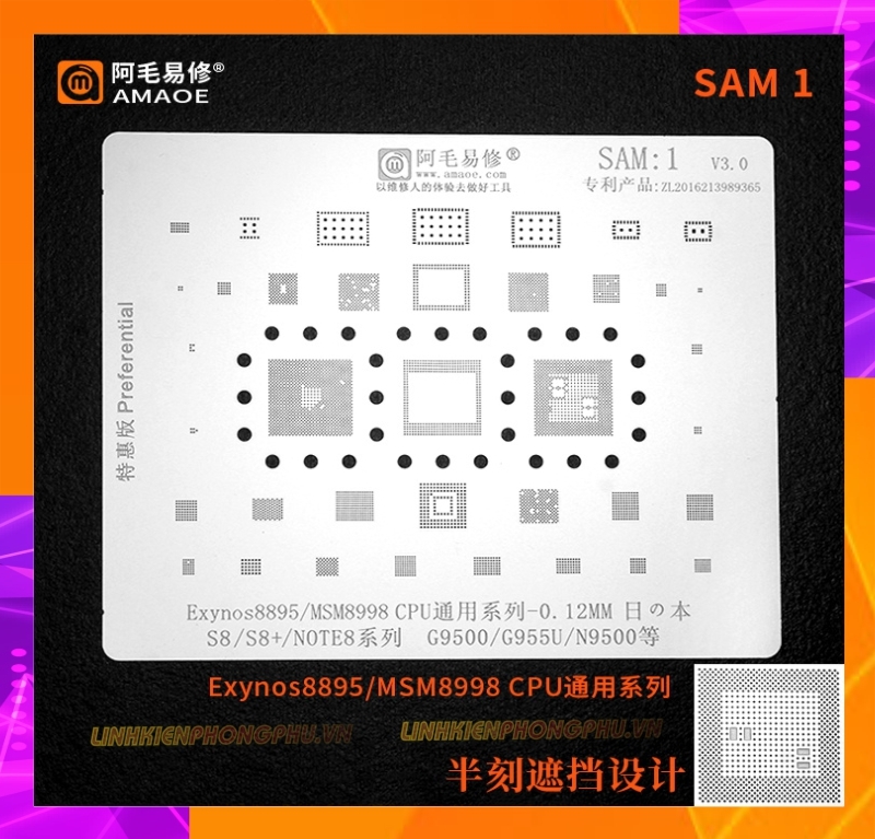 Vỉ làm chân IC Samsung Amaoe Từ Sam:1 đến Sam:17 và Từ EU:1 đến EU:5