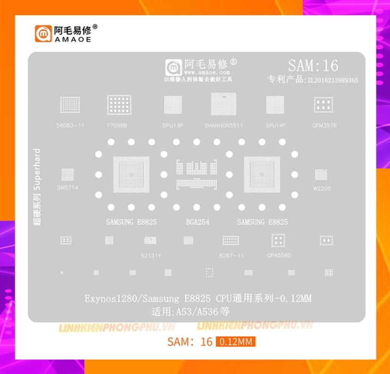 Vỉ làm chân IC Samsung Amaoe Từ Sam:1 đến Sam:17 và Từ EU:1 đến EU:5
