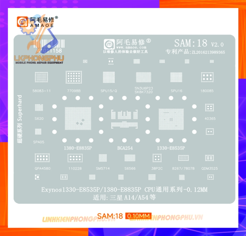 Vỉ làm chân IC Samsung Sam:18 /  Sam:19 / Sam:20 New Update