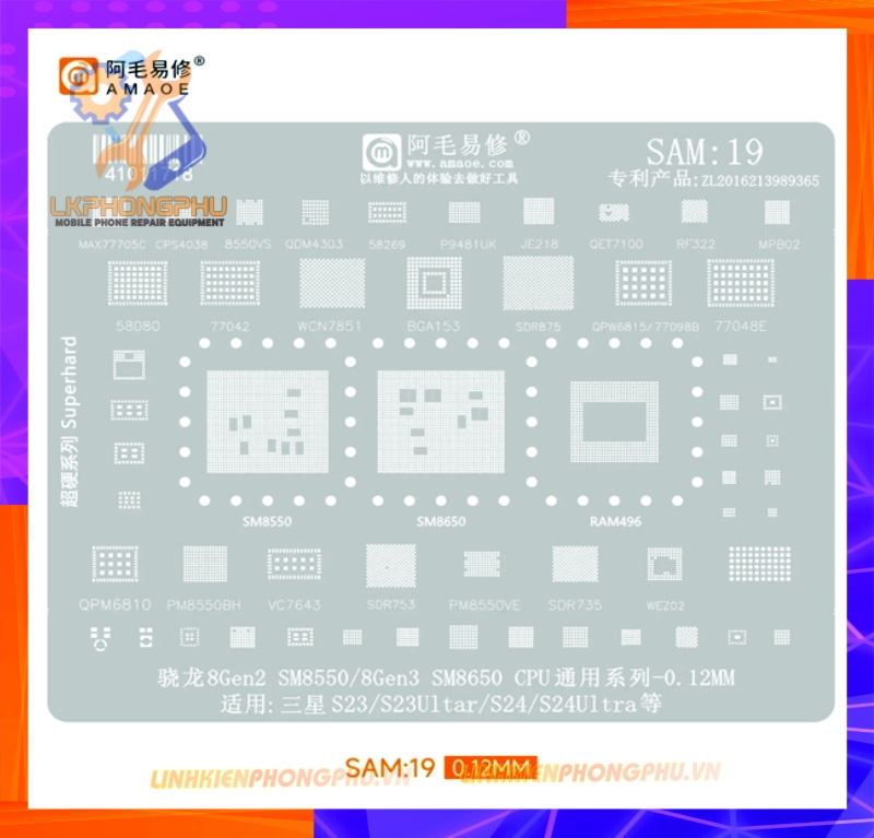 Vỉ làm chân IC Samsung Sam:18 /  Sam:19 / Sam:20 New Update