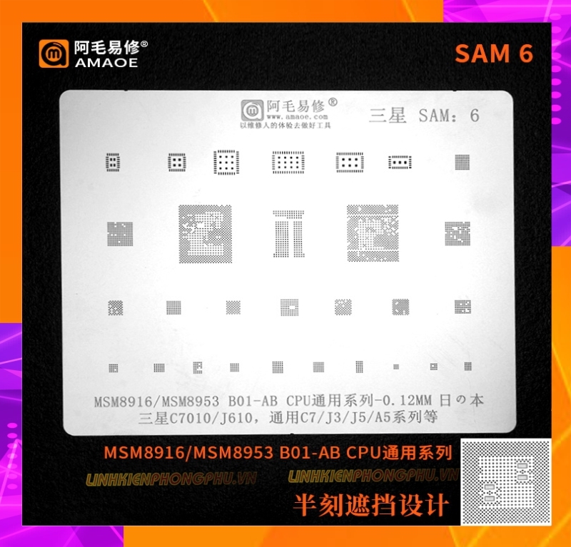 Vỉ làm chân IC Samsung Amaoe Từ Sam:1 đến Sam:17 và Từ EU:1 đến EU:5