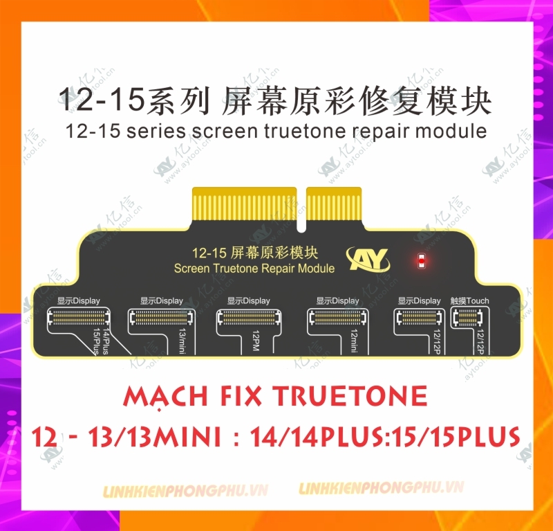 Mạch Fix Truetone màn hình iPhone 12 / 13/13mini / 14/14plus / 15/15plus. Box AY-A108 