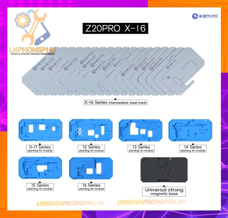 Bộ khuôn kèm vỉ làm chân viền Mijing Z20Pro All iPhone X-16ProMax